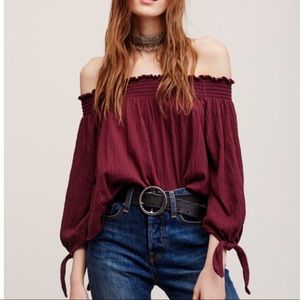 Free People We The Free Maroon Lexington Tee